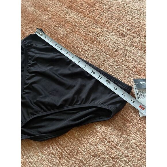 NWT 24th & Ocean Solid Mid Waist Hipster Bikini Swimsuit Bottom Sz M, Black - Picture 6 of 7